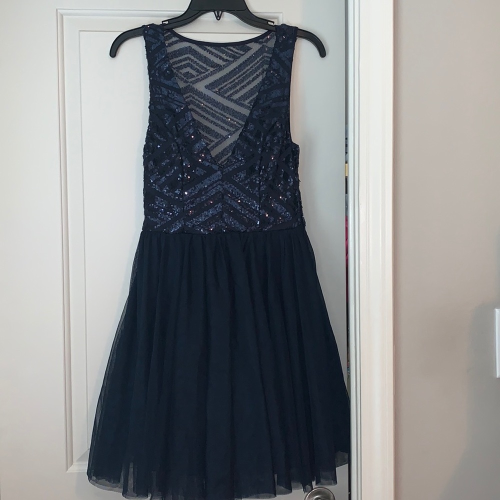Junior size 5 formal dress, navy, new with tags